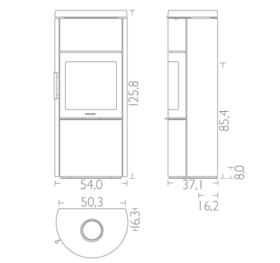 hwam 3520-s rund stålfront-measures